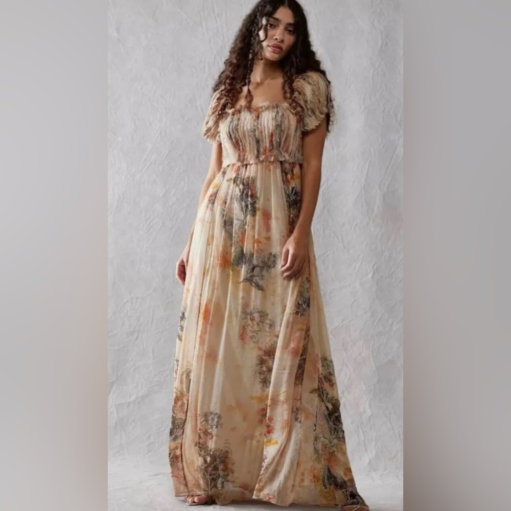 NWT Free People Irina Embellished Raw Edge Floral Dress size Small